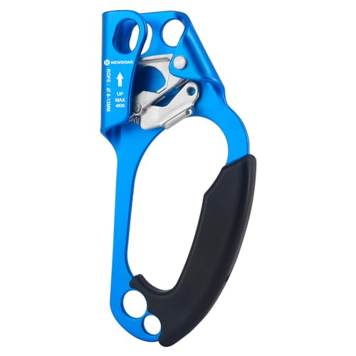 NewDoar UIAA & CE-zertifizierte Handsteigklemme Seilklemme Ascension Kletterbaum Baumpfleger Abseilen Ausrüstung Seilklemme für 8~13 mm Seil-Rechte Hand Blau