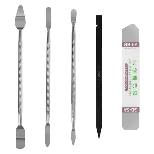 YEYIT 5 Stück Metall Spudger Reparatur Öffnungswerkzeug, Metall Spatel für Demontage von Tablet Bildschirm, Pry Blade Reparaturset Handy Spatel für Mobiltelefone, iPad, Tablets, Laptops