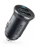 Anker 24W Car Charger Ladegerät, Mini Autoladegerät, 4.8A Duales USB Mit Blauem LED-Licht, Kompatibel Mit iPhone 16/15/14/13, iPad Pro/Air 2/Mini, Galaxy und Mehr