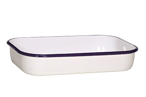Karl Krüger 14136/B Auflauf- Brat- Back- und Lasagneform Zoll Husum" 36 cm Auflauf-, Backform, Stahl, Weiß mit Blauem Rand, 36 x 23 x 7 cm