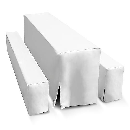TEXMAXX® Hussen Bierzeltgarnitur 3-teiliges Set - 70 cm x 220 cm in Weiß / 2 Bierbank Hussen & Biertisch Husse / Tischdecke Biertisch und Bierbank Auflagen / Hussen für Bier Tisch