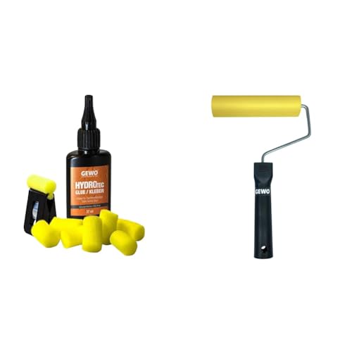 Bundle aus GEWO HydroTec Kleber auf Wasserbasis - ITTF zugelassener Belagkleber für Tischtennisschläger, mit Applikatorschwämmen, 37 ml + GEWO Belag Andruckrolle - für Tischtennis Schlägermontage