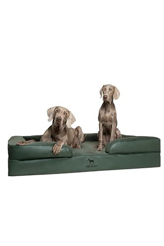NOAH & PAW Riesiges Hundebett, XXL, 140 x 114 x 27 cm, orthopädisches Hundebett, Eierschalen-Memory-Schaum mit kühlendem Gel, Innenbezug, wasserdicht, maschinenwaschbar (vegane Leder-Sofa-Kollektion)