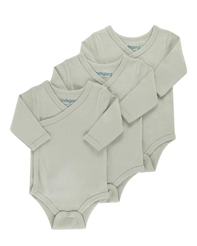 Kindsgard Wickelbody 3er-Pack Langarm Taupe - Größe 68 - Baby Body Langarm - Einfaches An- & Ausziehen - Zertifiziert nach OEKO-TEX Standard