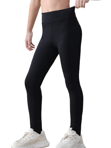 BALAYSIER Sporthose Mädchen Kinder Sportleggings High Waist Elastisch Sport Leggings Mädchen Yogahose Kinder(Schwarz,140)