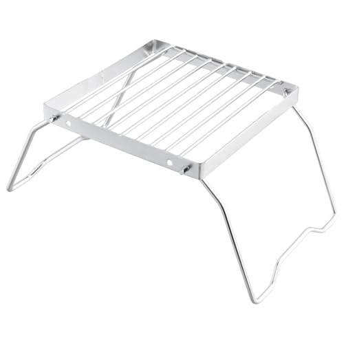 Campinggrillrost, Tragbarer Lagerfeuergrill Outdoor Grillgitter, Brenner Ständer Barbecue Grill Edelstahl, Faltbarer Lagerfeuer Grill für Backpacking, Grillen, Wandern, Picknicks, Angeln