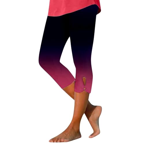 Generisch Leggings Damen 3/4 High Waist Elastische Blickdicht Große Größen Leggins mit Spitze