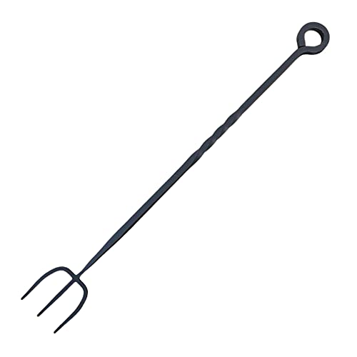 52 cm lange emaillierte Toastgabel für Kamin, hochwertiges schweres Gusseisen mit schwarzer Oberfläche, für Holzbrenner und offenes Feuer, 50,8 cm lang