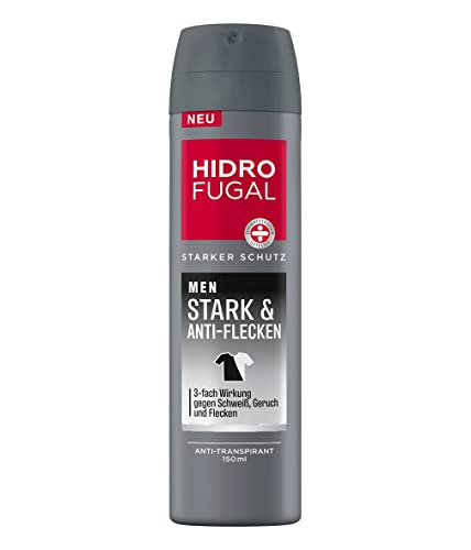 Hidrofugal MEN Stark & Anti-Flecken Spray (150 ml), starkes Deo-Spray gegen Schweiß, Geruch und Flecken, Anti-Transpirant gegen Achselnässe und Körpergeruch