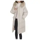 Generisch Damen Mäntel Winter Jacke Jacke Westen Oberbekleidung Mantel Jacken lang Baumwolle gefüttert weich warm lange Jacken Tasche mit Modemantel Modern Freizeit Warm Halten Mantelweste (Beige, M)