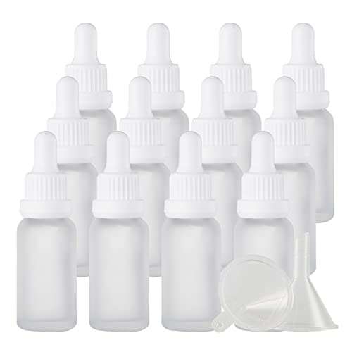 ZEOABSY 12 Stück 20 ml Gefrostet Klarglas Pipettenflasche mit Weiß Originalitätsverschluss Pipettenring, Leere Klar Glasflasche Glaspipette Tropfflaschen für Ätherische Öle Aromatherapie