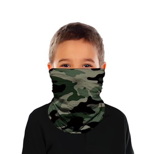 ShopINess Multifunktions Schlauchschal für Kinder (6-14 Jahre) - Grüne Camouflage