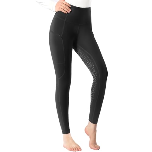 Harrison Howard Damen Vollbesatz Silikon Grip Reithose Reithose Hohe Taille Leggings für Damen, Schwarz, Groß