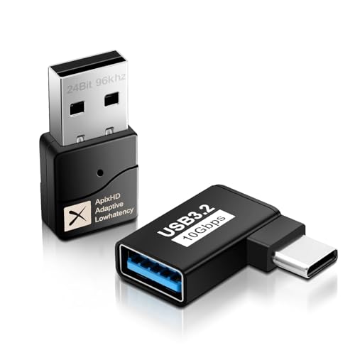 Pixelure 5.2-Bluetooth Dongle USB Aptx Low Latency Bluetooth Adapter Typ-C Audio für PS5/PS4/Swich/Laptop/Kopfhörer Lautsprecher/PC Bluetooth Adapter, Bluetooth-USB Stick für Windows/MacOS Plug Play
