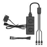 ARGB Konverter RUIZHI 5V ARGB zu 12V RGB Motherboard mit Manueller Controller zum Schalten von Farbwechsel Hubs 5V 3Pin Controller mit 3-Wege Splitter Kompatibel mit RGB-Produkten mit 3Pin-Anschluss