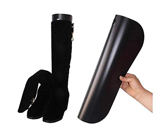 2 Paar schwarze Kunststoff-Baum-Form-Einsätze, dicke lange automatische Stütze Formwerkzeug Schuhbäume hohe kurze Stiefel Shaper Einlage Pads Kniehohe Schuhe Oberschenkel Stiefel Halter Bügel