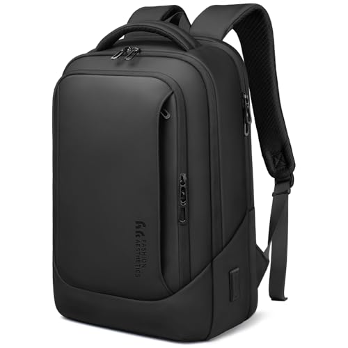 Laptop Business Rucksack Herren mit 15,6 Zoll laptopfach mit USB-Ladeanschluss Diebstahlsicher Handgepäck Tagesrucksack Wasserabweisende Multifunktion Laptoptasche für Arbeit Schule Reisen-Schwarz