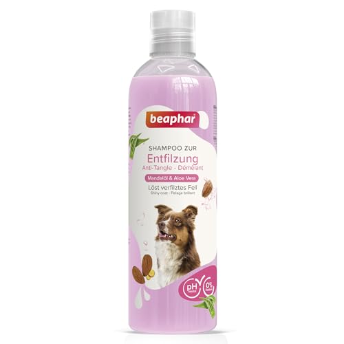 BEAPHAR - Entfilzungs-Shampoo - Löst Verfilztes Fell - Hautfreundlich - Mit Mandelöl Und Aloe Vera - Ph-Neutral - 0% Parabene - Frischer Duft - Vegan - 250 ml