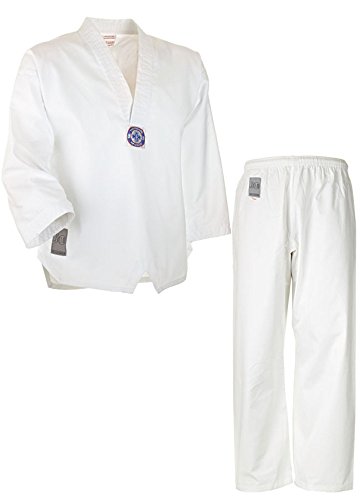 Ju-Sports Taekwondo Anzug Bonsai Weiß 130 I Dobok Taekwondo speziell für Kinder I Taekwondo Kimono inkl. weißem Gürtel I Hose mit Kickzwickel I 100% Baumwolle