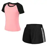 Tancefair Kinder Mädchen Trainingsanzug 2/3 tlg Sportanzug Jogging Bekleidungsset Freizeitanzug (Shirt + Hose) Training Laufen Fußball Basketball Trikots Yoga(Bitte wählen Sie eine Nummer kleiner)