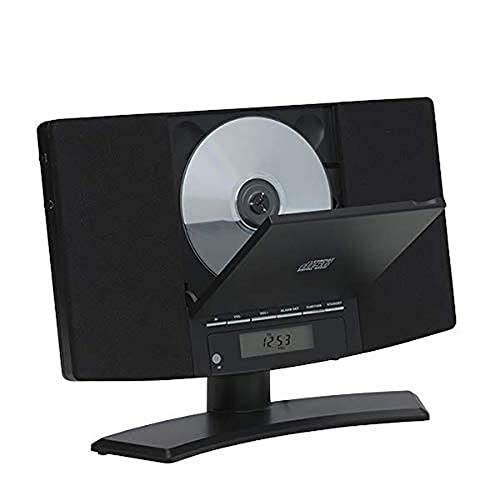 Denver Musik-Center (vertikaler CD-Player mit LCD-Display, AUX-In, Wandhalterung, Weckerradio) schwarz