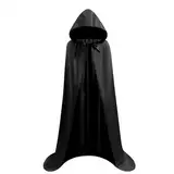 Proumhang Schwarzer Umhang mit Kapuze Darth Vader Umhang Mittelalter Umhang Cape Mantel Satin Karneval Halloween Weihnachten Kostüm Erwachsene