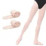 Bezioner 2 Paar Kinder Ballett Strumpfhose Tanzstrumpfhose mit Fuss fur Kinder und Damen,Apricot 2 Paar,M