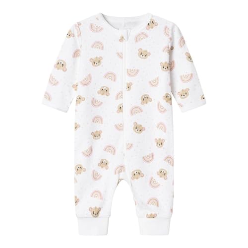 NAME IT Baby - Mädchen Nbfnightsuit Zip Orchid Pink Teddy Noos, Bright White, 74