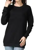 FEOYA Schwangerschafts Kleidung Stillshirt Baumwolle Weiche Nursing Top Umstandspullover Breastfeeding Shirt Lang Sweatshirt Schwarz L