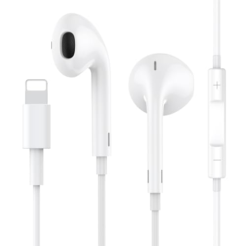 iPhone-Kopfhörer mit Kabel, [MFI-Zertifiziert] In-Ear-Kopfhörer mit Mikrofon und Lautstärkeregler, HiFi-Stereo-Ohrhörer mit Lightning-Anschluss Kompatibel mit iPhone 14 Pro/14/Mini/12/SE/11/XR/8/7