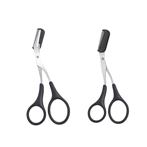 Augenbrauen-Trimmer, Schere mit Kamm, komfortable Fingergriffe, Augenbrauenformung, Schnittschere, Haarentfernungswerkzeug für Unisex, Erwachsene, Make-up, Anfänger, 2 Stück