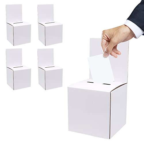 5 Stück Wahlurne Weiße Glänzende Kartonschachteln mit Schlitz Charity-Boxen Vorschlagsbox mit abnehmbarem Kopfteil Tombola Spendenboxen für Fundraising Sammeln Abstimmen