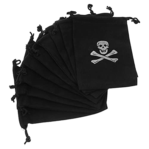 10st Piratenbeutel Mit Kordelzug Piraten- -Beutel Mit Kordelzug Theater Mode Münzfach Große Süßigkeiten Halloween-piratenbeutel Künstlich Kleine Stofftasche Kind Polyester