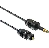 PremiumCord Optisches Audiokabel Mini Toslink 3,5mm auf Toslink - 2m, Stecker auf Stecker, Digitalkabel für Stereoanlage HiFi Sounbar TV, HQ Audio, Vergoldet, Farbe Schwarz