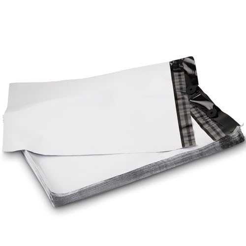 LOGIC PACK 25 Versandtaschen Plastik Versandbeutel Folienversandtaschen 25x35 cm Versandtüten für Kleidung mit Abreißsystem Wasserdicht Selbstklebend