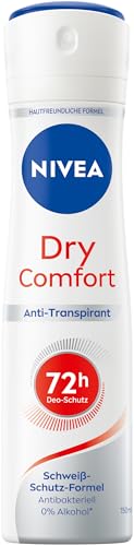 NIVEA Dry Comfort Deo Spray, antibakterielles Antitranspirant mit Mineralien für ein trockenes Hautgefühl, zuverlässiges Deodorant mit 72h Schutz und 0% Alkohol (150 ml)