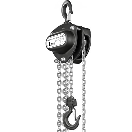 Anbull Flaschenzug, Kettenzug 1000kg, 5,8m Hubhöhe, Vollverzinkte Kette, Keine Ölflecken und rostfrei, Produktgewicht 12,4Kg