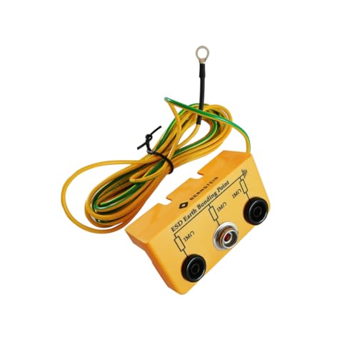 BERNSTEIN ESD Erdungsbaustein | Erdungsstecker mit 10mm Druckknopf & 4mm Bananenstecker für ESD Erdungsband & Erdungsmatte