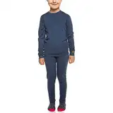 menique Kinder Basisschicht, Leggings und Langarmshirt aus Bio-Merinowolle (4-5 Jahre, Denim)