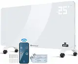 KESSER® Glaskonvektor Glasheizung Elektroheizkörper APP WiFi Funktion Inkl. Fernbedienung Elektroheizung Stand- oder Wand Heizung Heizkörper | Touchscreen | LCD-Display | Timer | 2500 Watt | Weiß