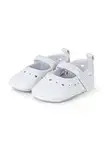 Sterntaler Baby Ballerinas Herz - Baby Schuhe aus Kunstleder mit Klettverschluss - Kleinkind Mädchen Schuh festlich mit Herzen-Tupfen-Bordüre und rutschfester Sohle, weiß, Größe 22