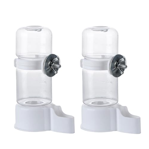 Vögel Wasserspender, 2 Stück Automatischer Trinkflaschen für Käfig, Kunststoff Papageien Futterspender Tränke Vogelkäfig Zubehör für Wellensittich Lovebirds Nymphensittich (Weiß 140ml)