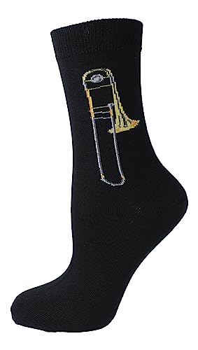 Musik-Socken mit eigenwebter Posaune, Blasmusik, 1 Paar (DE/NL/SE/PL, Numerisch, 46, 48, Regular, Regular)