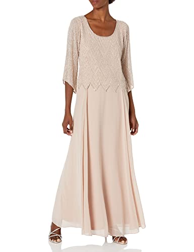 J Kara Damen 3/4-Ärmeln und Perlen Formales Kleid, Blush Multi, 44