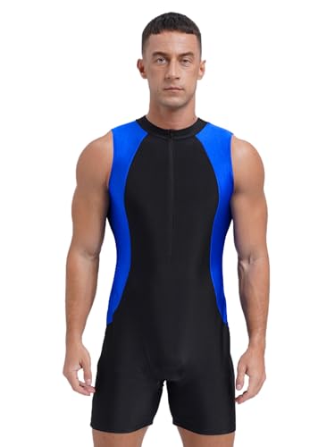 Fldy Herren Triathlon Einteiler ärmellos Schwimmen Radfahren Laufen Kleidung Wettkampf Training Race Suit Bike Wear Königsblau L