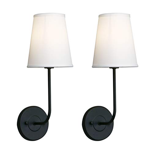 Yosoan Wandlampe weiße Stoffschirme Wandleuchte Einfache Moderne Mode Kreative Wandleuchte mit Stoffschirme (2 Stücke Schwarz Farbe)