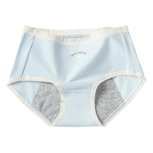 Unterhosen Damen Baumwolle Unterwäsche Slip Menstruationshöschen, Menstruations-Bi-Höschen, schwarze Menstruationshöschen, leichte Blutung, für Mädchen und Teenager Männer Unterwäsche (Light Blue, XL)