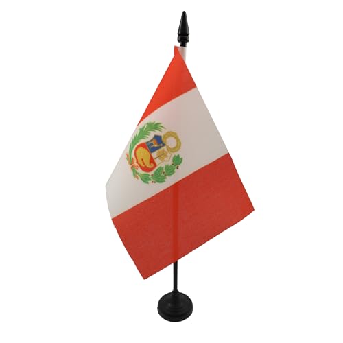 AZ FLAG - Tischflagge Peru - 15x10 cm - Peruanische Tischfahne 10 x 15 Cm - Flaggen