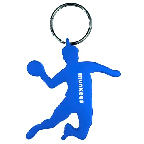 munkees Schlüsselanhänger Handballer I Handball-Anhänger I integrierter Flaschenöffner (Blau)