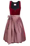 Edelnice Trachtenmode Exklusives Designer Midi Dirndl Lilly Samt rot inkl. Dirndlschürze Gr. 32-54 (46)